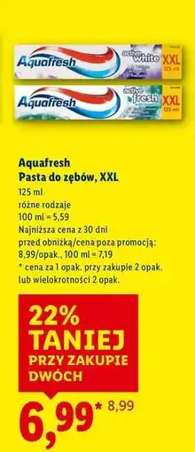 Lidl Pasta do zębów z mentolem Aquafresh Active Fresh oferta