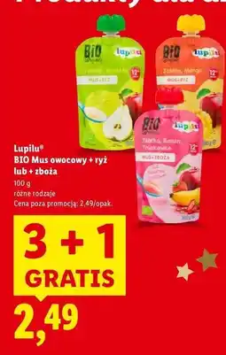 Lidl Mus+zboża jabłko banan truskawka Lupilu oferta
