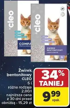 Carrefour Żwirek bentonitowy lawendowy Cleo oferta