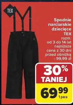 Carrefour Spodnie narciarskie dziecięce rozm 3-14 lat Tex oferta