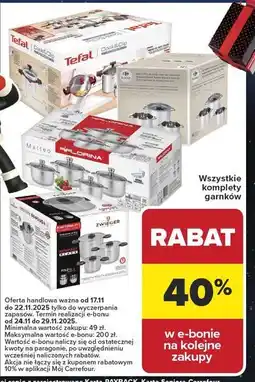 Carrefour Komplet garnków cook & clip Tefal oferta
