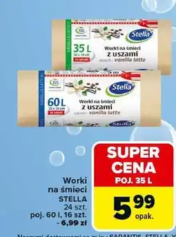 Carrefour Worki na śmieci z uszami vanilla latte 60 l Stella oferta
