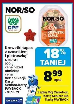 Carrefour Krewetki tapas z czosnkiem Norso oferta