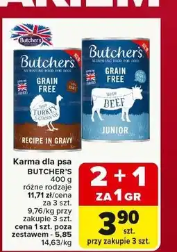 Carrefour Karma dla psa junior z wołowiną w galaretce Butcher's Grain Free oferta