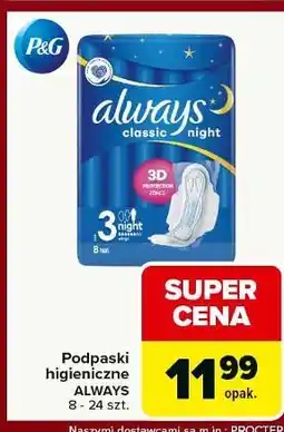 Carrefour Podpaski night Always Classic oferta