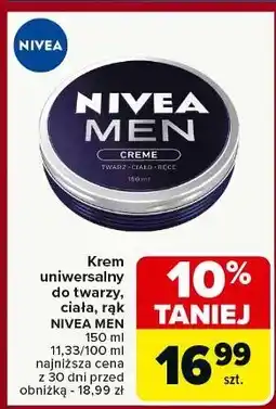 Carrefour Krem do twarzy i ciała Nivea Men Creme oferta