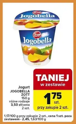 Carrefour Express Jogurt JOGOBELLA ZOTT różne rodzaje oferta