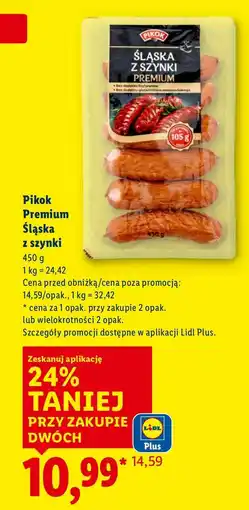 Lidl Kiełbasa Śląska z szynki Premium Pikok oferta