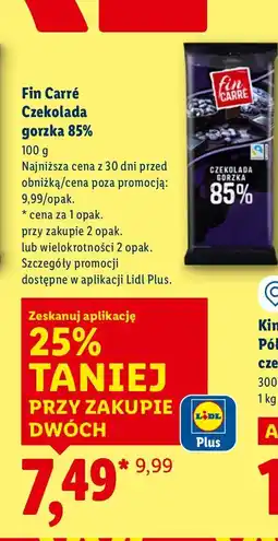 Lidl Czekolada gorzka 85% Fin Carré oferta