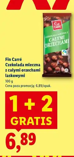 Lidl Czekolada mleczna z całymi orzechami laskowymi 1+2 GRATIS Fin Carré oferta