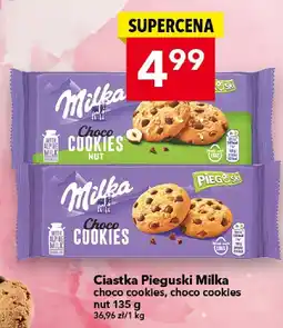 Lewiatan Ciastka Pieguski Milka choco cookies, choco cookies nut 135 g oferta