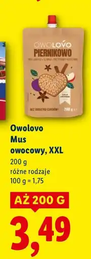 Lidl Mus owocowy XXL, różne rodzaje Owolovo oferta
