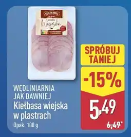 ALDI Kiełbasa wiejska w plastrach Wędliniarnia Jak Dawniej oferta