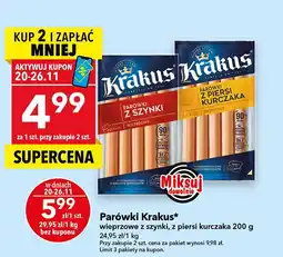 Lewiatan Parówki Krakus wieprzowe z szynki, z piersi kurczaka 200 g oferta