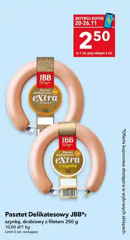 Lewiatan Pasztet Delikatesowy JBB szynka, drobiowy z filetem 250 g oferta