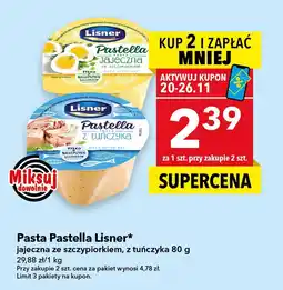 Lewiatan Pasta Pastella Lisner jajeczna ze szczypiorkiem, z tuńczyką 80 g oferta