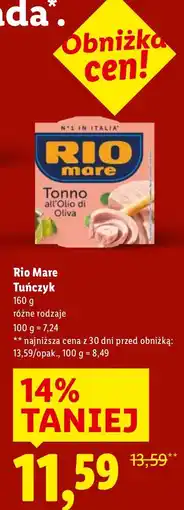 Lidl Tuńczyk, różne rodzaje Rio Mare oferta