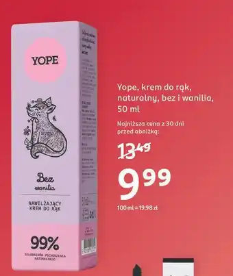 Krem do rąk bez i wanilia Yope