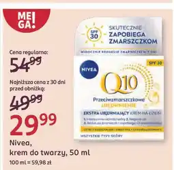 Rossmann Krem do twarzy ujędrniający extra-ochronny na dzień spf 30 Nivea Q10 oferta