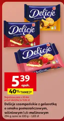 Auchan Ciastka z galaretką malinową Delicje Szampańskie oferta