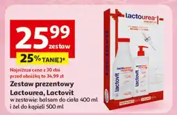 Auchan Zestaw w pudełku: żel do kąpieli 500 ml + balsam ciała 400 Lactovit Lactourea oferta