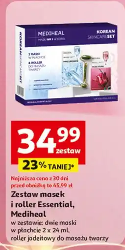 Auchan Zestaw w pudełku: 2x maseczki + roleer do twarzy Mediheal oferta