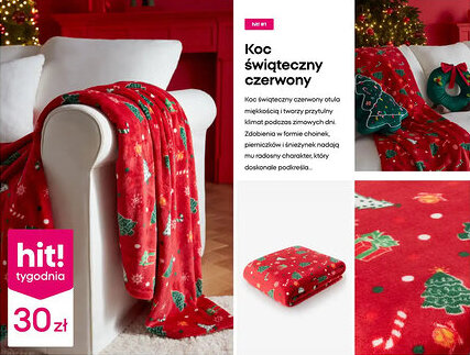 Koc świąteczny czerwony