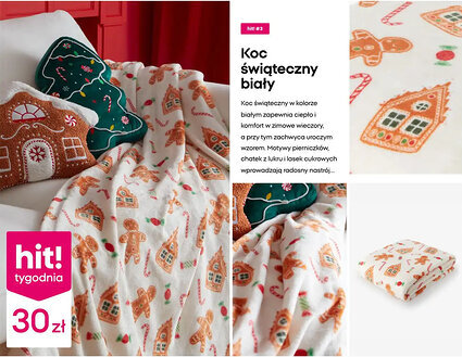 Koc świąteczny biały