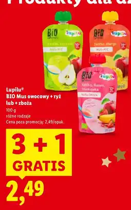Lidl Mus owocowy, różne rodzaje + ryż 3+1 GRATIS Lupilu oferta