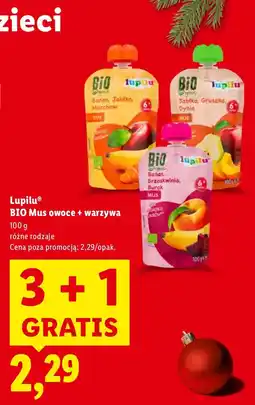 Lidl Mus owoce + warzywa BIO, różne rodzaje 3+1 GRATIS Lupilu oferta