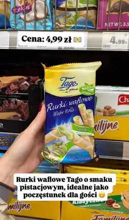 Intermarche Rurki waflowe z kremem o smaku pistacjowym 150g Tago oferta