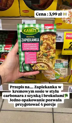 Intermarche Przepis na... Zapiekankę w kremowym sosie w stylu carbonara z szynką i brokułami Kamis oferta