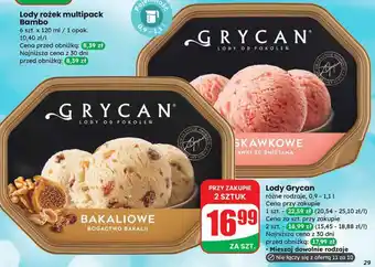 Lody Grycan różne rodzaje