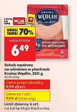 Biedronka Schab wędzony na wiśniowo w plastrach Kraina Wędlin oferta