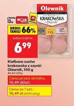 Biedronka Kiełbasa sucha krakowska z szynki Olewnik oferta