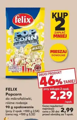 Kaufland Popcorn do mikrofalówki różne rodzaje 90 g FELIX oferta