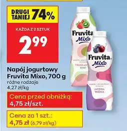 Biedronka Napój jogurtowy Mixo różne rodzaje Fruvita oferta