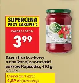 Biedronka Dżem truskawkowy o obniżonej zawartości cukrów Rapsodia oferta