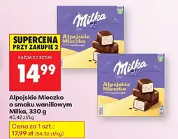 Biedronka Alpejskie Mleczko o smaku waniliowym Milka oferta