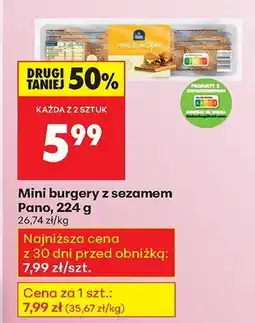 Biedronka Mini burgery z sezamem Pano oferta