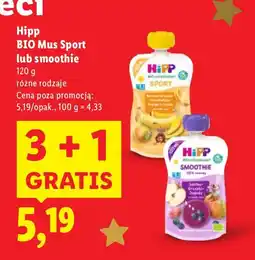 Lidl Mus sport lub smoothie Hipp BIO oferta