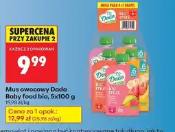 Biedronka Mus owocowy Baby food bio 5-pak Dada oferta
