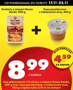 Biedronka Zestaw - Krokiety z mięsem Nasze Smaki + zupa pomidorowa z makaronem orzo Biedronka oferta