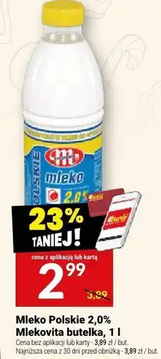 Twój Market Mleko Polskie 2,0% Mlekovita butelka, 1 l oferta