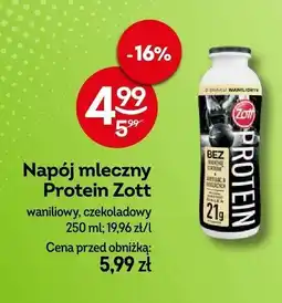 Żabka Napój mleczny Protein Zott waniliowy, czekoladowy 250 ml oferta
