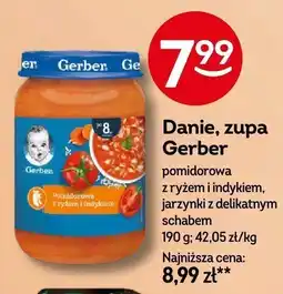 Żabka Danie, zupa Gerber pomidorowa z ryżem i indykiem, jarzynki z delikatnym schabem oferta
