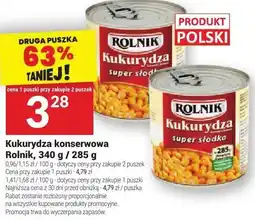 Twój Market Kukurydza konserwowa Rolnik, 340 g / 285 g oferta