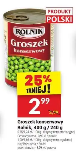 Twój Market Groszek konserwowy Rolnik, 400 g / 240 g oferta