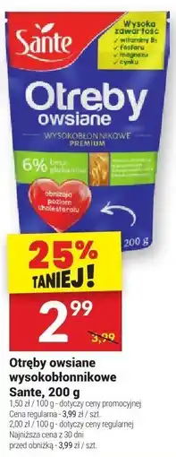 Twój Market Otręby owsiane wysokobłonnikowe Sante, 200 g oferta