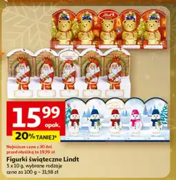 Auchan Figurki świąteczne Lindt 5 x 10 g, wybrane rodzaje oferta